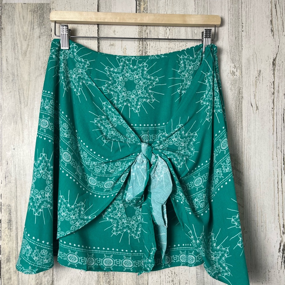 Vici Teal and White Mini Skirt